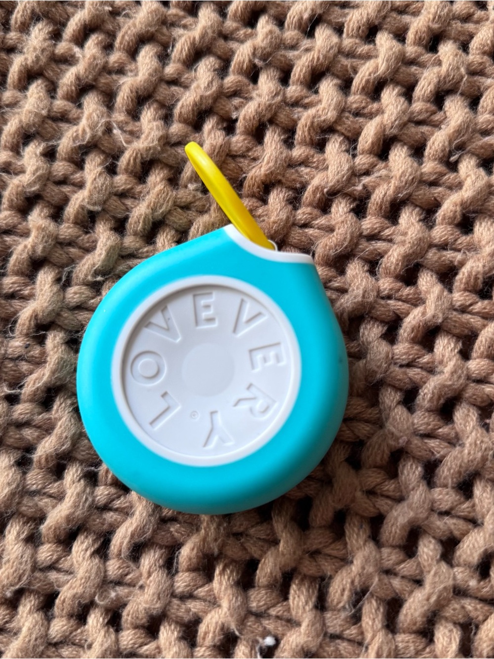 Lovevery Teether Toy, Turquoise with Yellow Accent